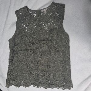 Nanette Lepore Green Lace Sleeveless Blouse
